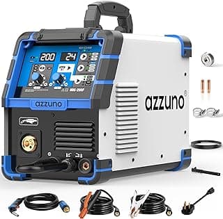 200A MIG Welder,110V/220V Dual Voltage multiprocess welder,Gas Gasless MIG Welding Machine,4 in 1 Flux MIG/Solid Wire/Lift TIG/Stick ARC Welder (Grey)