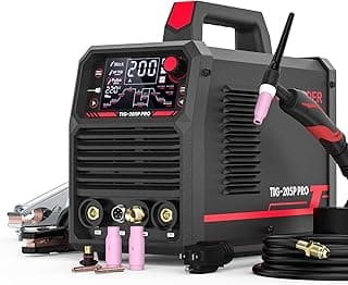 TIG Welder With Pulse 205Amp Large LED Display, STICK/DC TIG/PULSE TIG 3 In 1, 110&220V Dual Voltage TIG Welding Machine TIG-205P