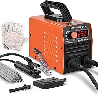 Super Mini Stick Welder Machine,110V 250A ARC Portable MMA Welding Machine for Beginners,Welding Machine with 10pcs Welding Rod Tools,IGBT Inverter Welder,Hot Start Arc Force Anti-stick (Orange)