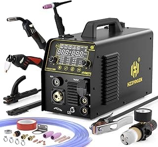 HZXVOGEN MIG Welder, 200A 6 in 1 Gas MIG/Gasless MIG/HF TIG/Stick/Spot/CUT 220V Aluminum Multi Process Welder Machine 40Amp Plasma Cutter Welder Combo Max Cut 15mm